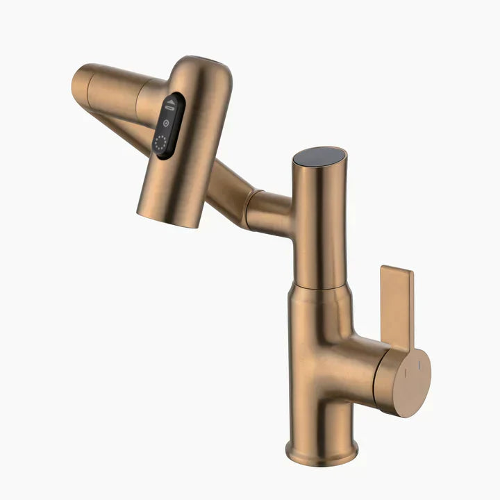 Lefton Single-Hole Rotatable Faucet with Temperature Display.