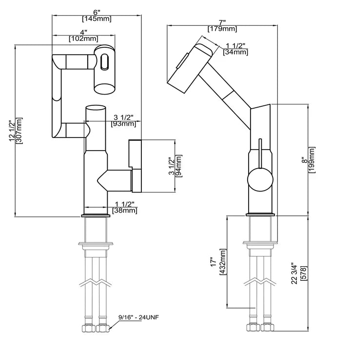 Lefton Single-Hole Rotatable Faucet with Temperature Display.